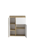 Unterschrank >Paris< in weiß, wotaneiche, MDF - 65x79x35cm (BxHxT)