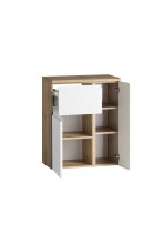 Unterschrank >Paris< in weiß, wotaneiche, MDF - 65x79x35cm (BxHxT)