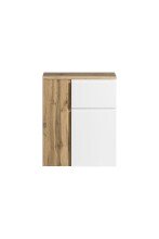 Unterschrank >Paris< in weiß, wotaneiche, MDF - 65x79x35cm (BxHxT)