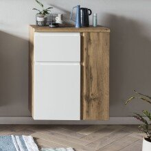 Unterschrank >Paris< in weiß, wotaneiche, MDF - 65x79x35cm (BxHxT)