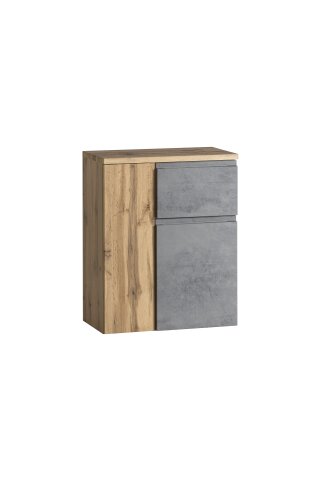 Unterschrank Paris in Betongrau/Wotaneiche - 65x79x35 cm (BxHxT)