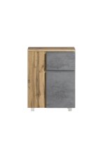 Unterschrank Paris in Betongrau/Wotaneiche - 65x79x35 cm (BxHxT)