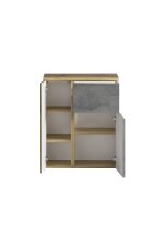 Unterschrank Paris in Betongrau/Wotaneiche - 65x79x35 cm (BxHxT)