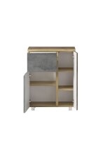 Unterschrank Paris in Betongrau/Wotaneiche - 65x79x35 cm (BxHxT)