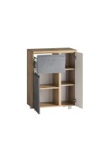 Unterschrank Paris in Betongrau/Wotaneiche - 65x79x35 cm (BxHxT)