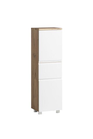 Midischrank >Paris< in weiß, Wotaneiche, MDF - 40x130x35cm (BxHxT)