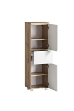 Midischrank >Paris< in weiß, Wotaneiche, MDF - 40x130x35cm (BxHxT)