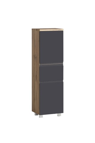 Midischrank >Paris< in grau, Wotaneiche, MDF - 40x130x35cm (BxHxT)