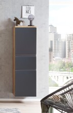 Midischrank >Paris< in grau, Wotaneiche, MDF - 40x130x35cm (BxHxT)