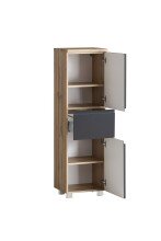 Midischrank >Paris< in grau, Wotaneiche, MDF - 40x130x35cm (BxHxT)
