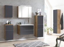 Midischrank >Paris< in grau, Wotaneiche, MDF - 40x130x35cm (BxHxT)