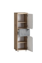 Midischrank >Paris< in Betongrau / Wotaneiche, MDF - 40x130x35cm (BxHxT)