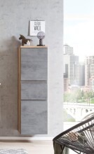 Midischrank >Paris< in Betongrau / Wotaneiche, MDF - 40x130x35cm (BxHxT)