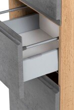 Midischrank >Paris< in Betongrau / Wotaneiche, MDF - 40x130x35cm (BxHxT)