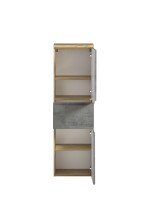 Midischrank >Paris< in Betongrau / Wotaneiche, MDF - 40x130x35cm (BxHxT)
