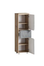 Midischrank >Paris< in Betongrau / Wotaneiche, MDF - 40x130x35cm (BxHxT)