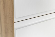 Midischrank >Paris< in weiß/ Wotaneiche, MDF - 65x130x35cm (BxHxT)