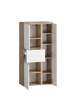 Midischrank >Paris< in weiß/ Wotaneiche, MDF - 65x130x35cm (BxHxT)
