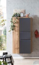 Midischrank >Paris< in grau / Wotaneiche, MDF - 65x130x35cm (BxHxT)