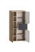 Midischrank >Paris< in grau / Wotaneiche, MDF - 65x130x35cm (BxHxT)