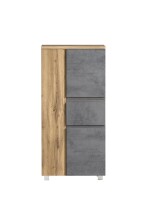 Midischrank >Paris< in Betongrau/ Wotaneiche, MDF - 65x130x35cm (BxHxT)