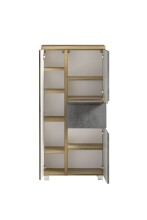 Midischrank >Paris< in Betongrau/ Wotaneiche, MDF - 65x130x35cm (BxHxT)