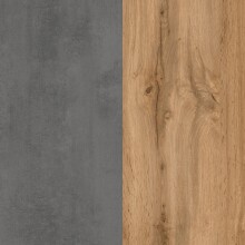 Midischrank >Paris< in Betongrau/ Wotaneiche, MDF - 65x130x35cm (BxHxT)