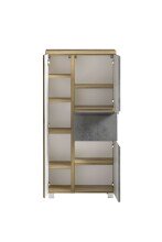 Midischrank >Paris< in Betongrau/ Wotaneiche, MDF - 65x130x35cm (BxHxT)