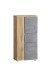 Midischrank >Paris< in Betongrau/ Wotaneiche, MDF - 65x130x35cm (BxHxT)