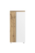 Midischrank >Paris< in weiß, Wotaneiche, MDF - 65x130x35cm (BxHxT)