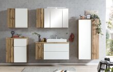 Midischrank >Paris< in weiß, Wotaneiche, MDF - 65x130x35cm (BxHxT)