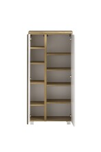 Midischrank >Paris< in weiß, Wotaneiche, MDF - 65x130x35cm (BxHxT)