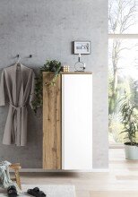 Midischrank >Paris< in weiß, Wotaneiche, MDF - 65x130x35cm (BxHxT)