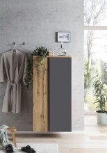 Midischrank >Paris< in grau, Wotaneiche, MDF - 65x130x35cm (BxHxT)