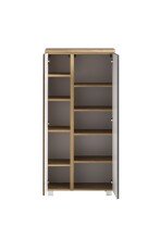Midischrank >Paris< in grau, Wotaneiche, MDF - 65x130x35cm (BxHxT)