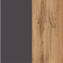 Midischrank >Paris< in grau, Wotaneiche, MDF - 65x130x35cm (BxHxT)
