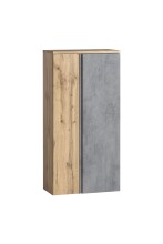 Midischrank >Paris< in Betongrau / Wotaneiche, MDF - 65x130x35cm (BxHxT)