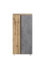 Midischrank >Paris< in Betongrau / Wotaneiche, MDF - 65x130x35cm (BxHxT)