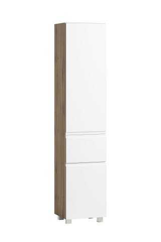 Seitenschrank >Paris< in weiß/Wotaneiche, MDF - 40x180x35cm (BxHxT)