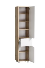 Seitenschrank >Paris< in weiß/Wotaneiche, MDF - 40x180x35cm (BxHxT)