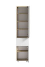 Seitenschrank >Paris< in weiß/Wotaneiche, MDF - 40x180x35cm (BxHxT)