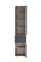 Seitenschrank >Paris< in grau / Wotaneiche, MDF - 40x180x35cm (BxHxT)