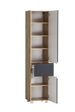 Seitenschrank >Paris< in grau / Wotaneiche, MDF - 40x180x35cm (BxHxT)