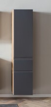 Seitenschrank >Paris< in grau / Wotaneiche, MDF - 40x180x35cm (BxHxT)