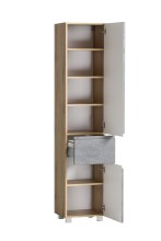 Seitenschrank >Paris< in Betongrau / Wotaneiche, MDF - 40x180x35cm (BxHxT)