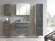 Seitenschrank >Paris< in Betongrau / Wotaneiche, MDF - 40x180x35cm (BxHxT)