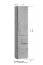 Seitenschrank >Paris< in Betongrau / Wotaneiche, MDF - 40x180x35cm (BxHxT)