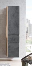 Seitenschrank >Paris< in Betongrau / Wotaneiche, MDF - 40x180x35cm (BxHxT)