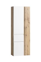 Seitenschrank >Paris< in weiß/ Wotaneiche, MDF - 65x180x35cm (BxHxT)