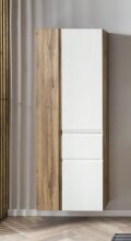 Seitenschrank >Paris< in weiß/ Wotaneiche, MDF - 65x180x35cm (BxHxT)